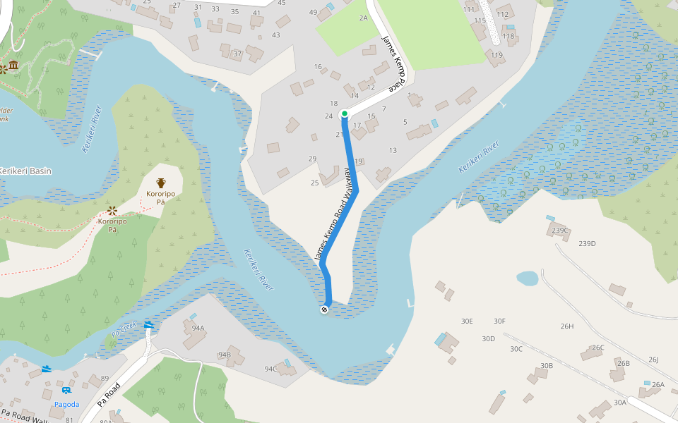 James Kemp Road Walkway walking route map in Kerikeri