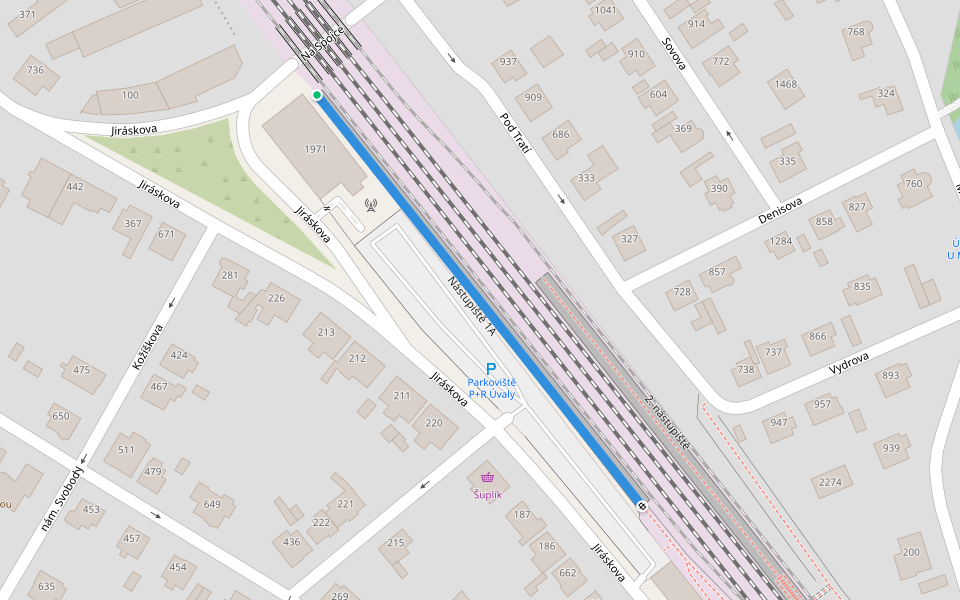 Nástupiště 1A walking route map in Úvaly