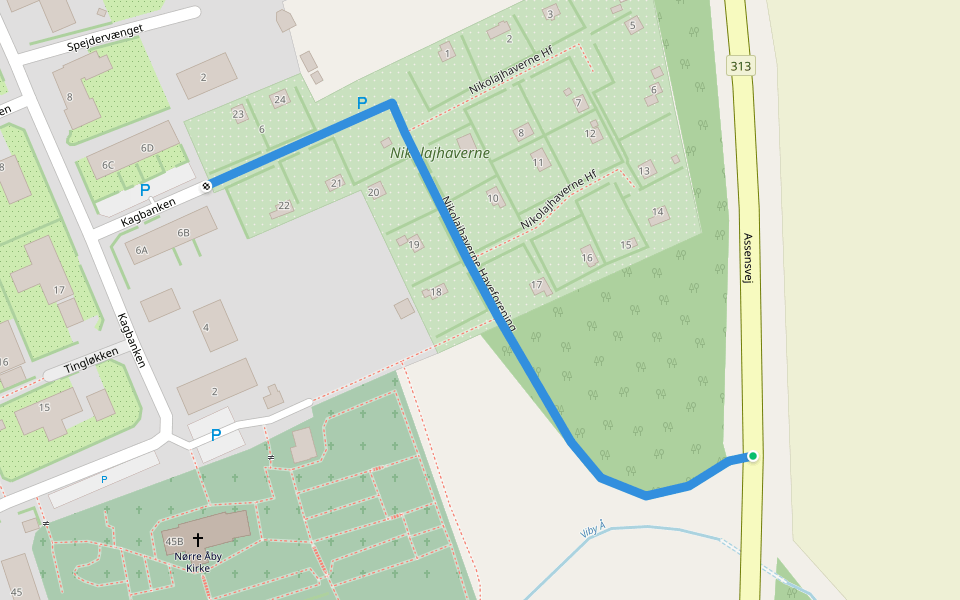 Nikolajhaverne Haveforening walking route map in Nørre Aaby