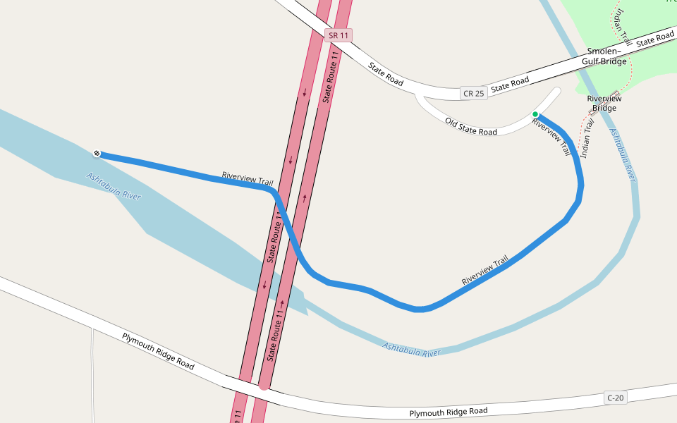 Riverview Trail walking route map in Ashtabula