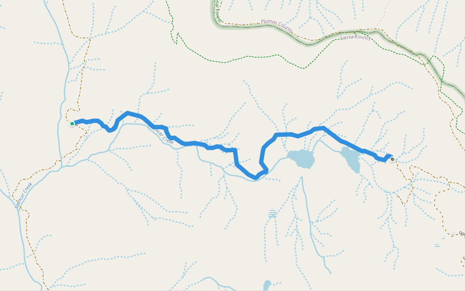 Spencer Creek Trail walking route map in Downieville