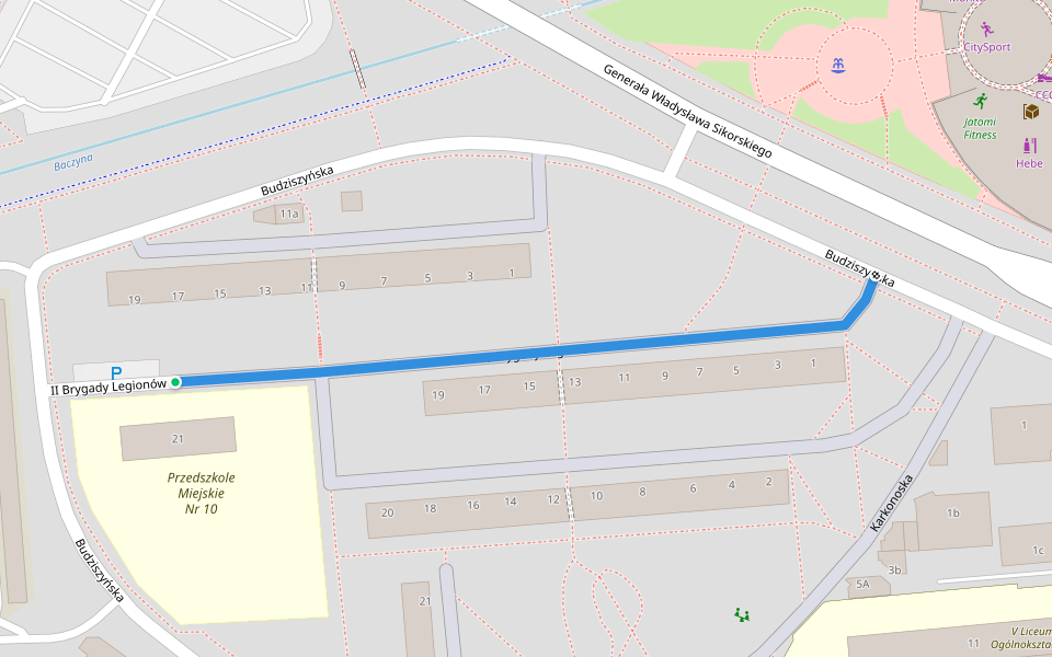 II Brygady Legionów walking route map in Lubin