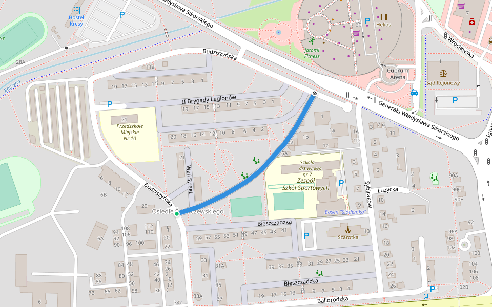 Karkonoska walking route map in Lubin