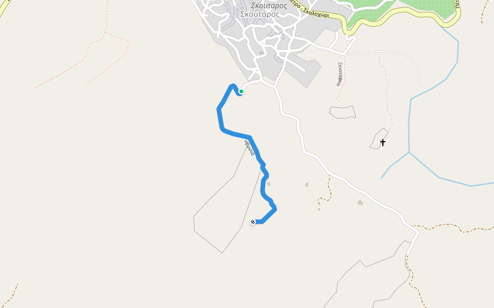 Ηβριλιά walking route map in Skoutaros