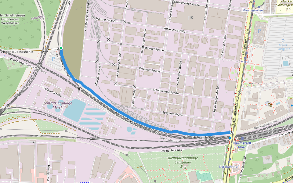 Täubcheshöhlenweg walking route map in Darmstadt