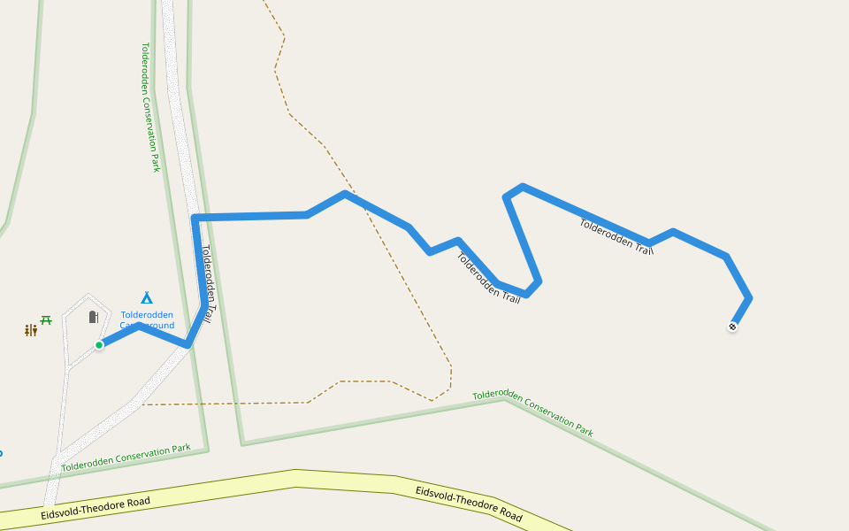 Tolderodden Trail walking route map in Eidsvold