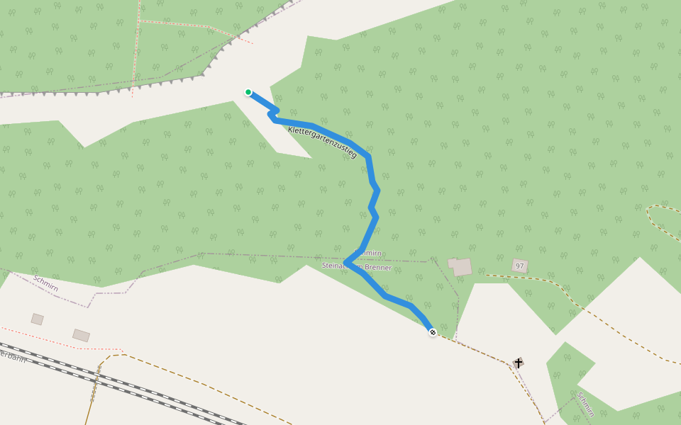 Klettergartenzustieg walking route map in Steinach am Brenner