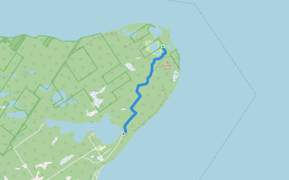 unmarked trail walking route map in Miller Lake