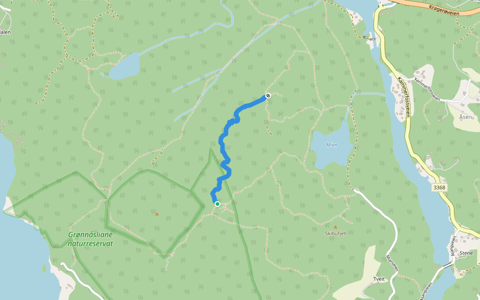 Sti til Brunåsen walking route map in Årøsvingen