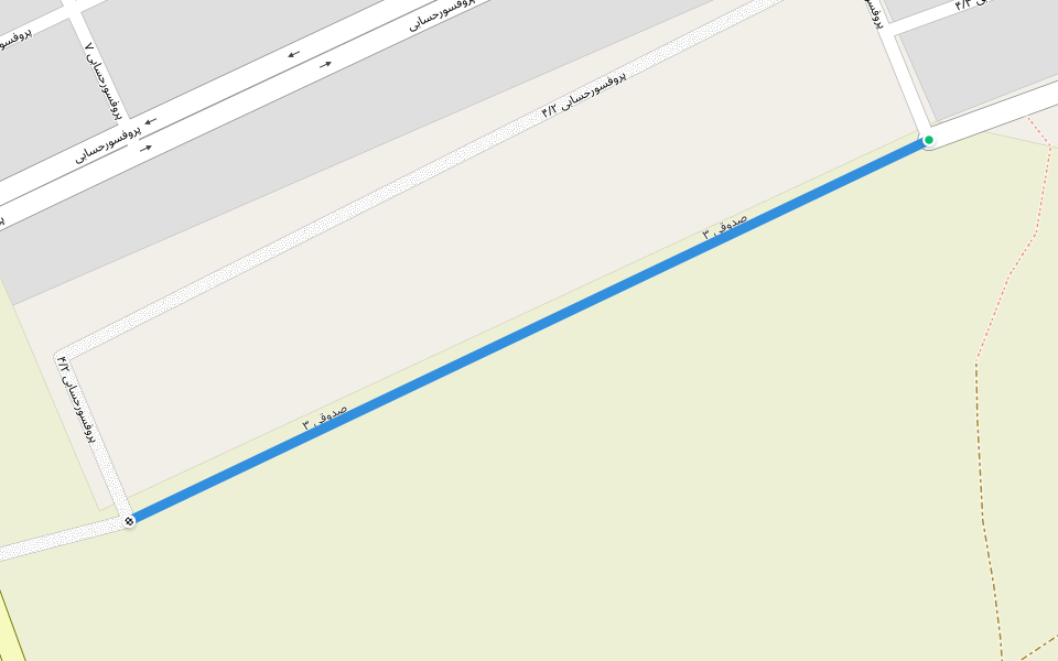 صدوقی ۳ walking route map in Birjand