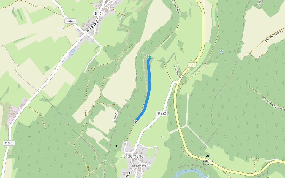 Chemin sous la Coutotte walking route map in Épeugney