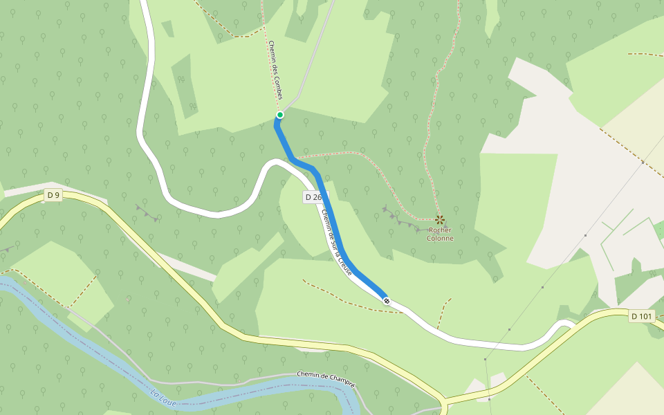 Chemin de Sur la Creuse walking route map in Scey-Maisières