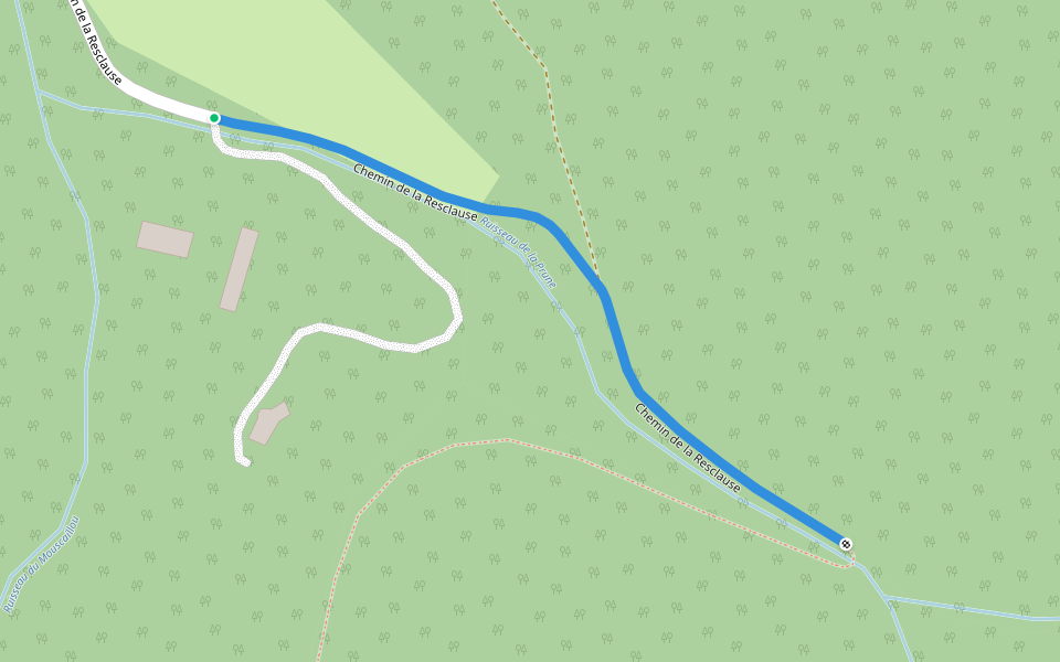 Chemin de la Resclause walking route map in Escoussens