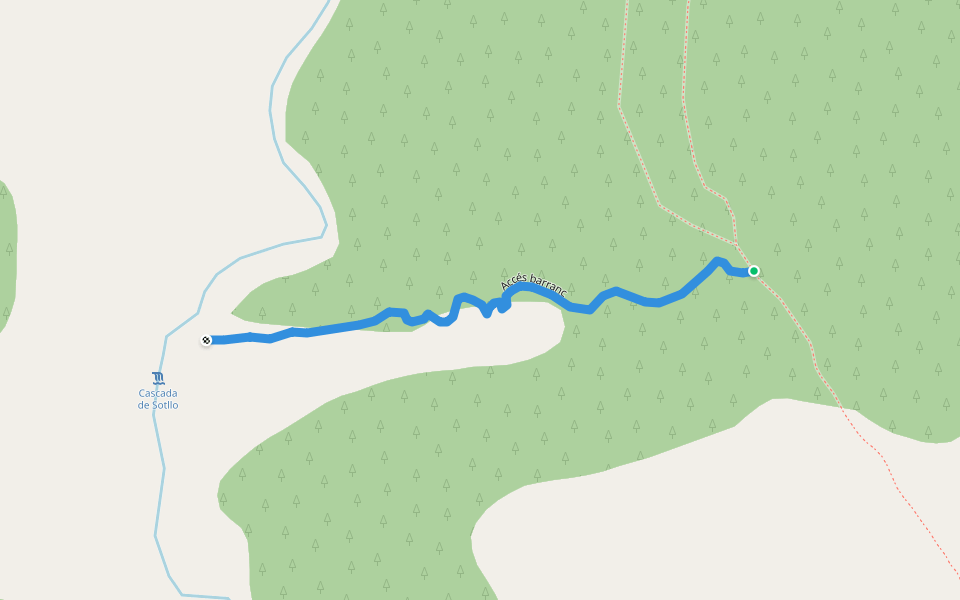 Accés barranc walking route map in Alins