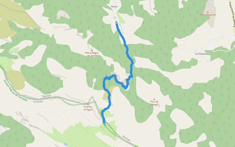 Ruta de las Brañas Teverganas walking route map in La Focella