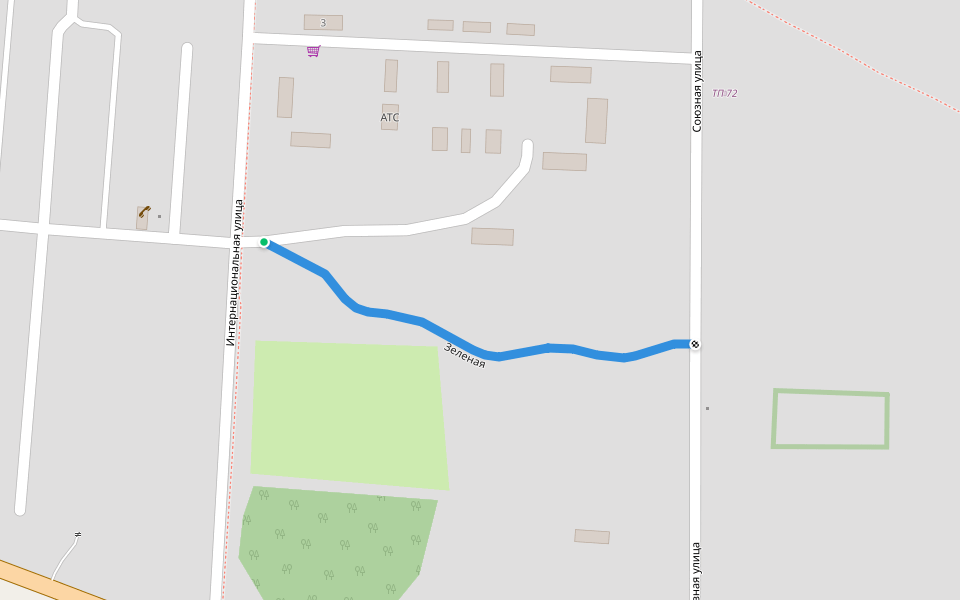 Зеленая walking route map in Oktyabr'skii