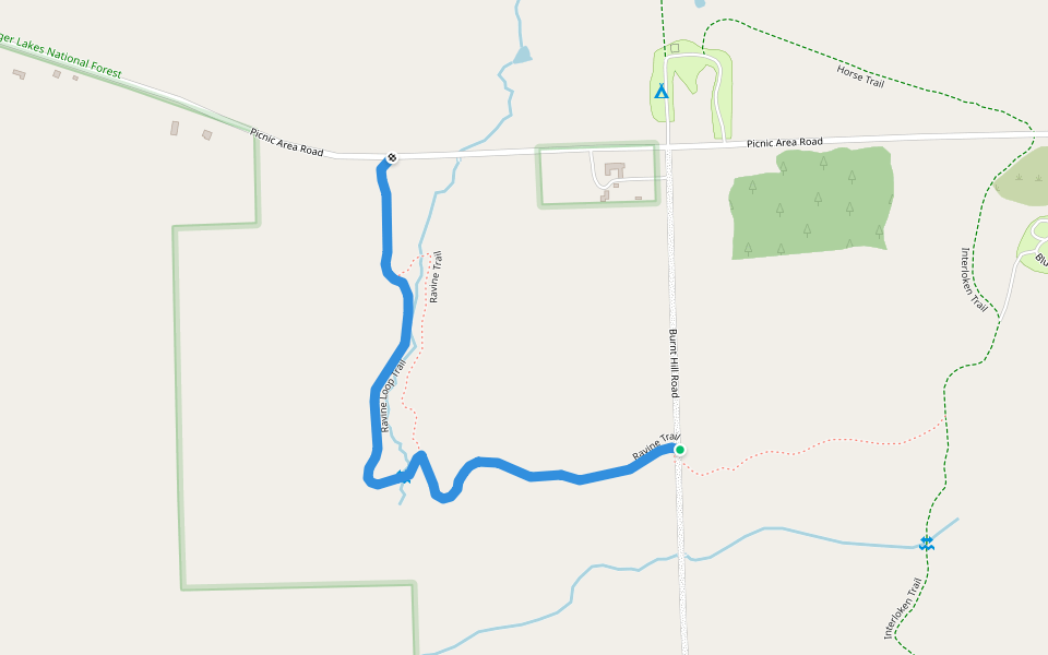 Ravin Loop Trail walking route map in Burdett