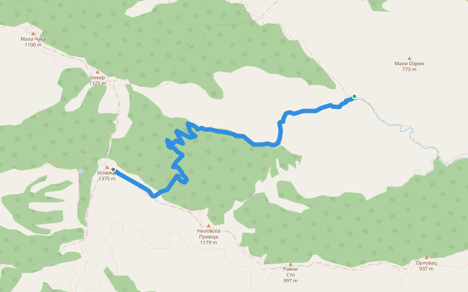 Мељаница - Столови walking route map in Meljanica