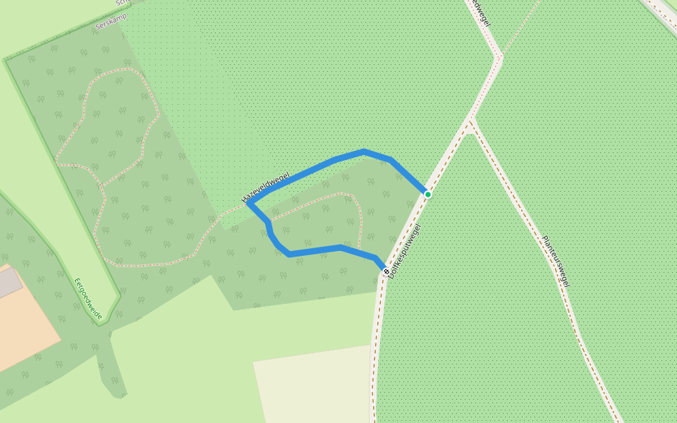 Hazeveldwegel walking route map in Wichelen