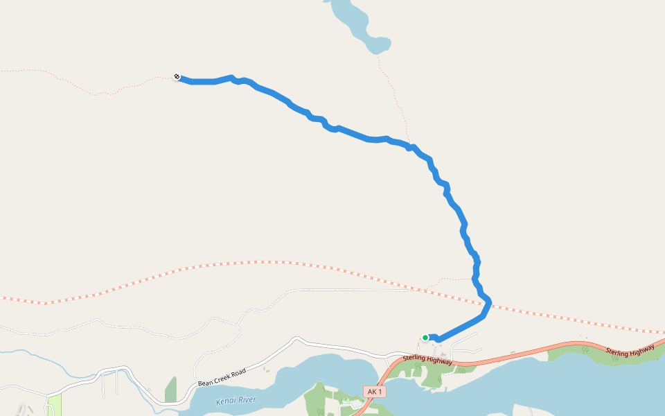 Slaughter Ridge Trail walking route map in Cooper Landing