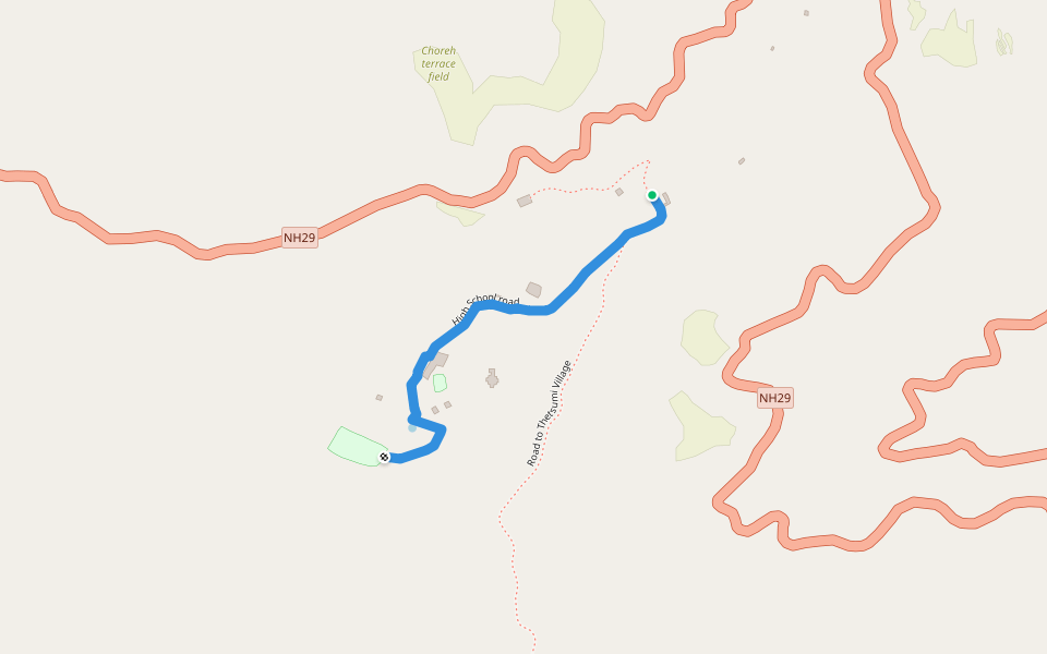 High School road walking route map in Kohima