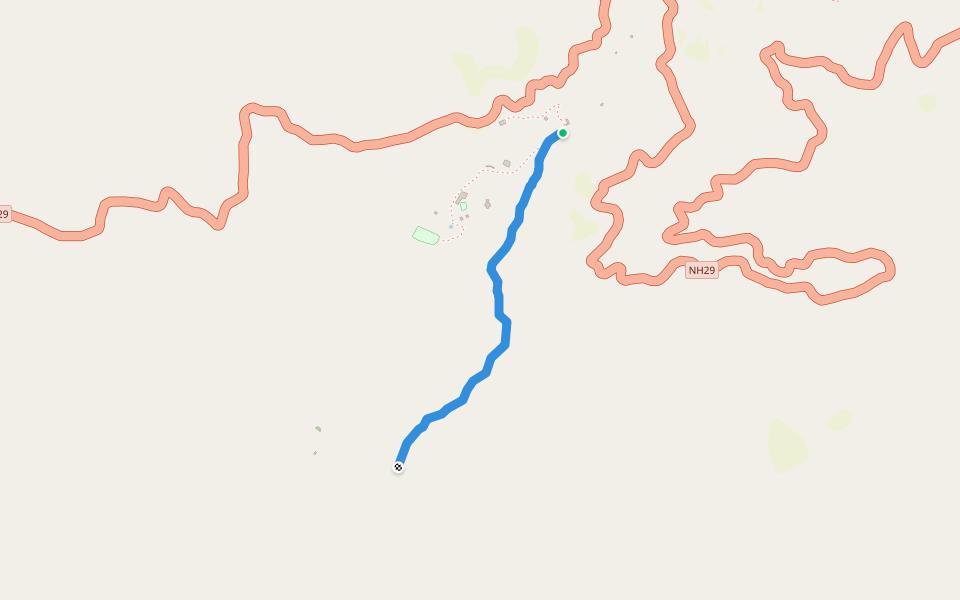 Road to Thetsumi Village walking route map in Kohima