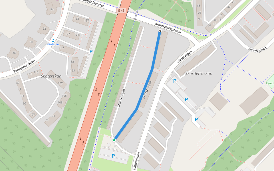 Slåttervägen walking route map in Trollhättan