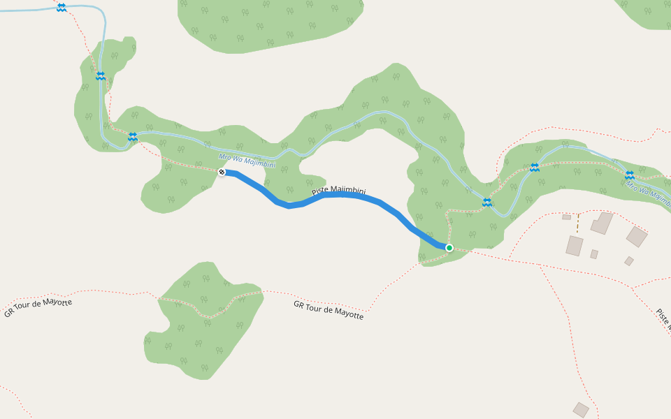 Piste Majimbini walking route map in Mamoudzou