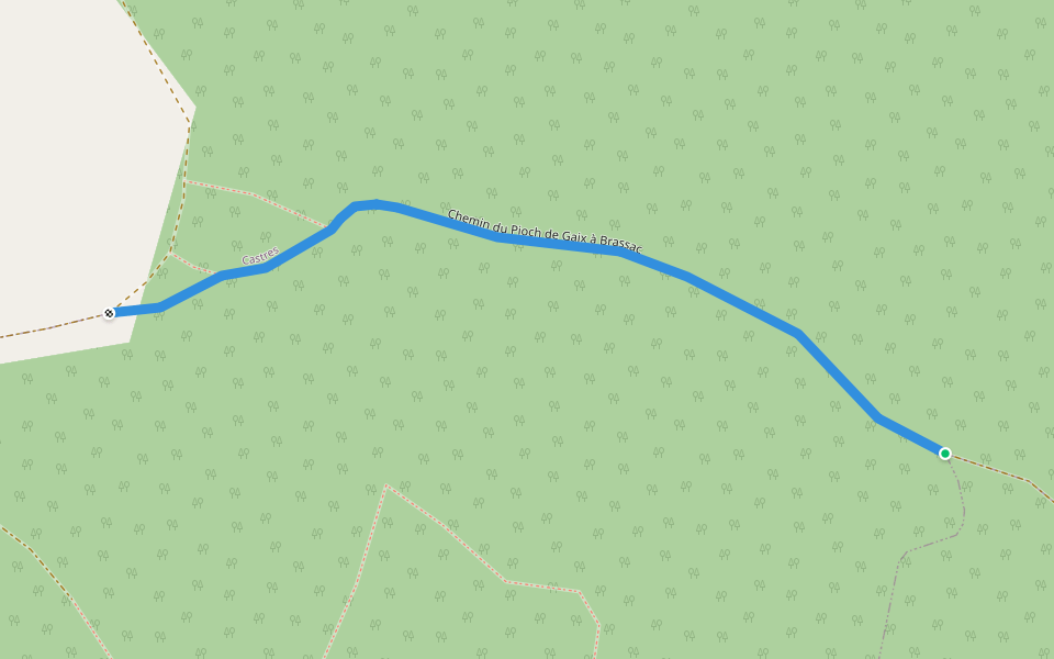 Chemin du Pioch de Gaix à Brassac walking route map in Valdurenque