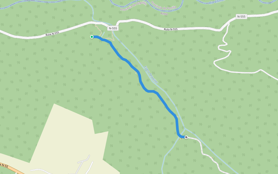 Camino ex-ferrocarril walking route map in Recinto