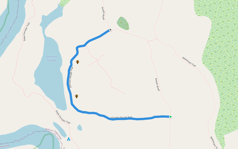 Johnson Slough Trail walking route map in Jordan