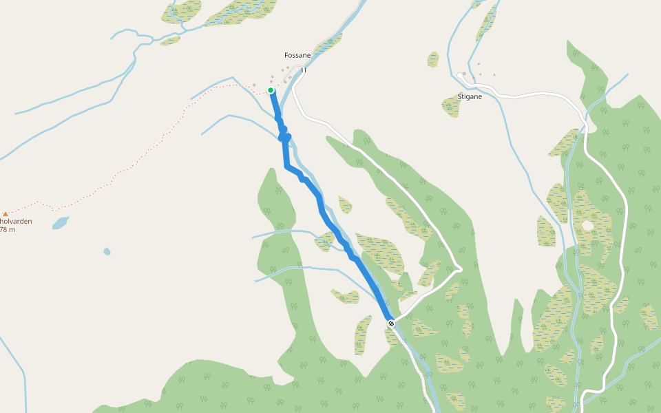 Fossane walking route map in Nordfjordeid