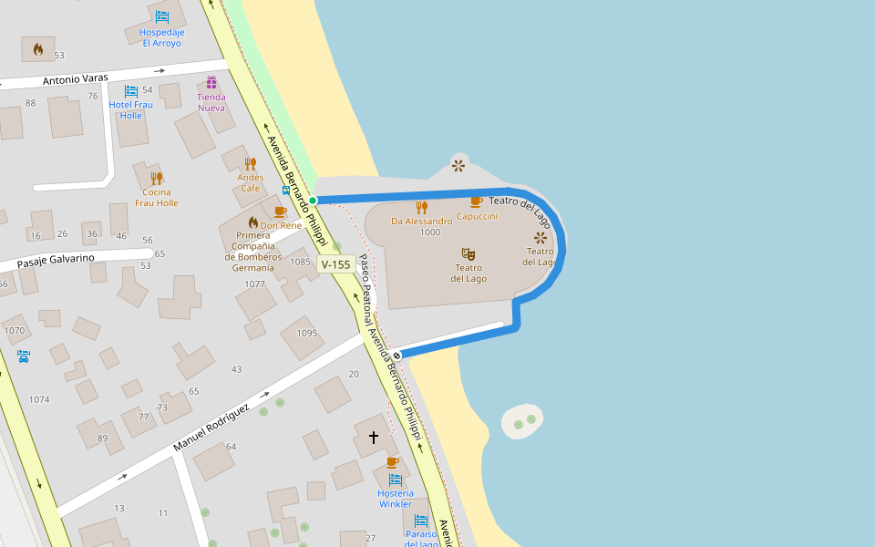 Teatro del Lago walking route map in Frutillar