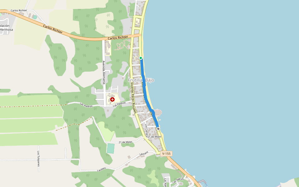 Paseo Peatonal Avenida Bernardo Philippi walking route map in Frutillar Bajo