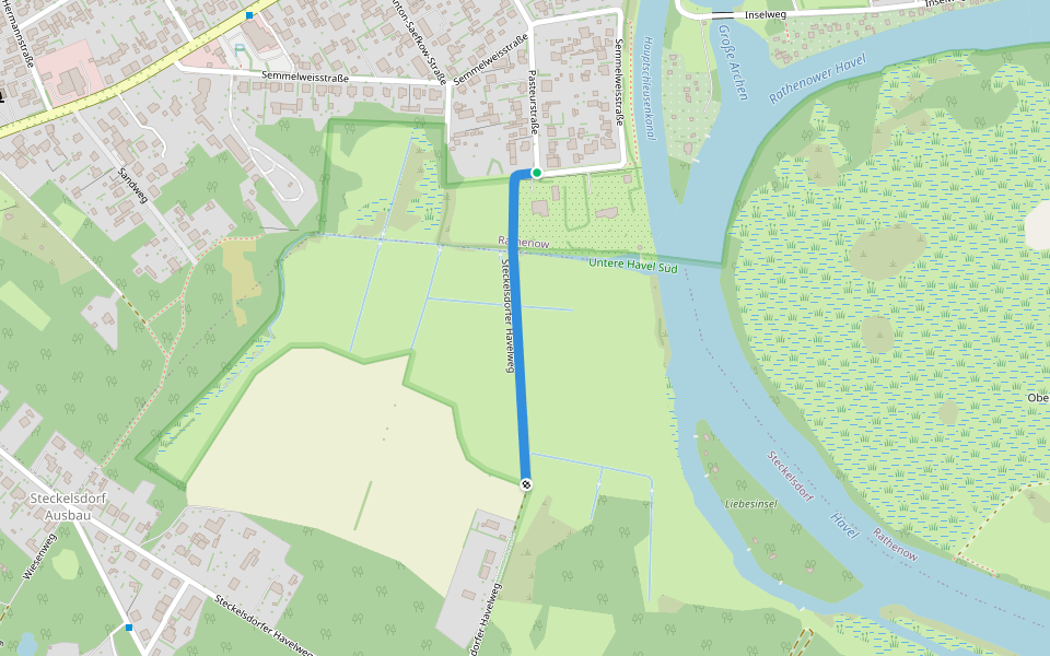 Steckelsdorfer Havelweg walking route map in Rathenow