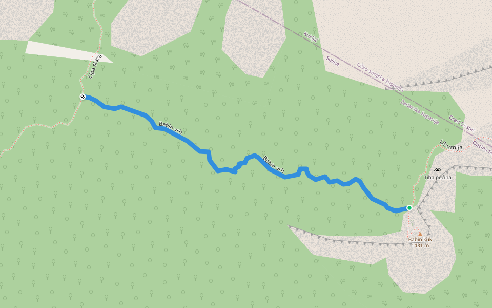 Babin vrh walking route map in Vrana