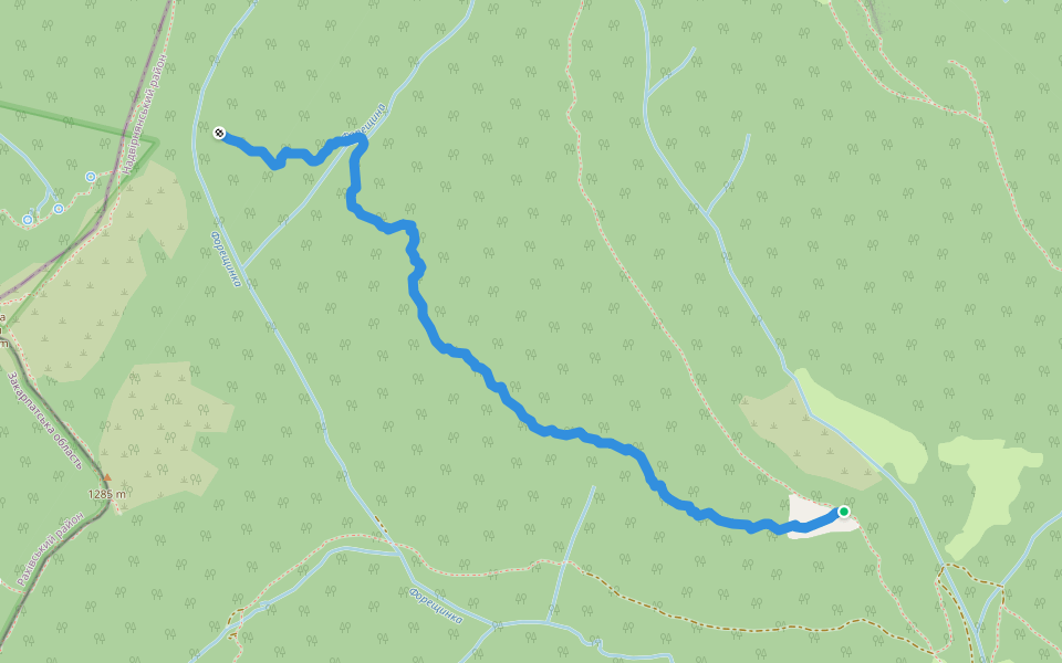 Стара військова дорога (завалена, мочарі) walking route map in Vorokhta