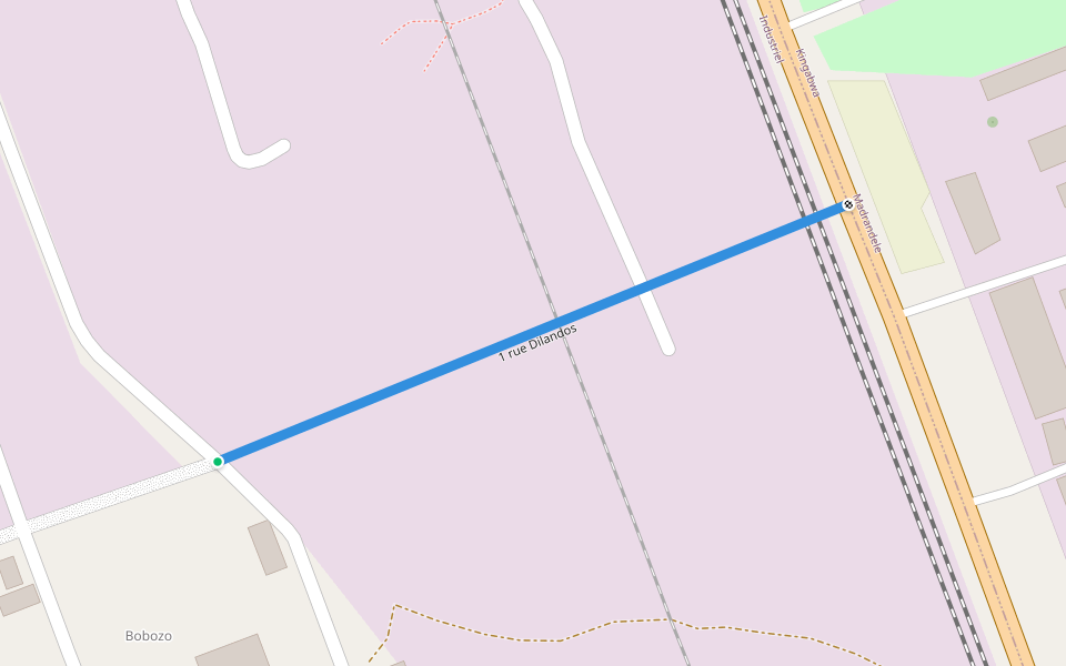 1 rue Dilandos walking route map in Kinshasa