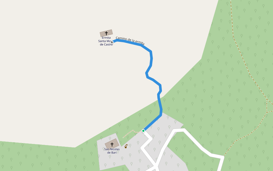 Camino de la ermita walking route map in Castro