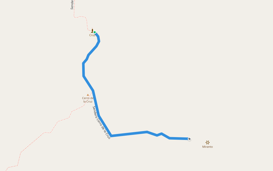 Sendero Cerro de la Cruz walking route map in Melgarejo