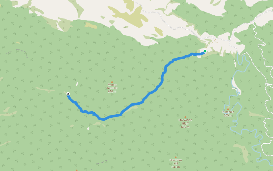 Thisbe Valley Track walking route map in Purekireki
