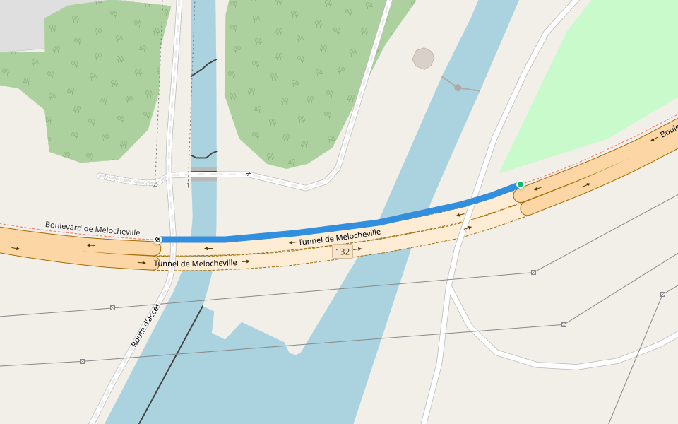 Tunnel de Melocheville walking route map in Beauharnois