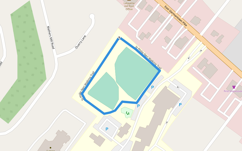 St Philip Neri Walking Trail walking route map in Lafayette Hill