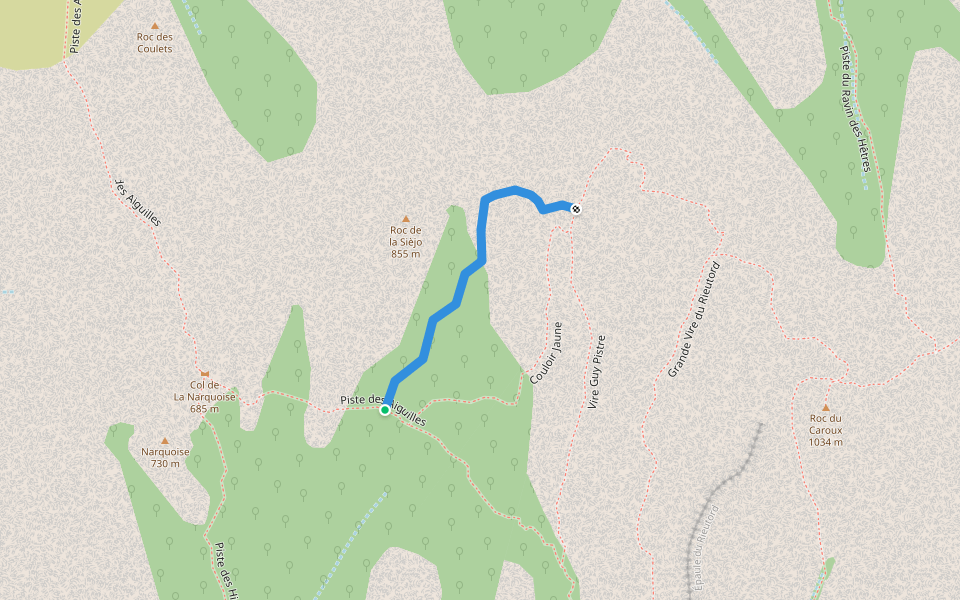 Contrefort du Rieurtord walking route map in Rosis