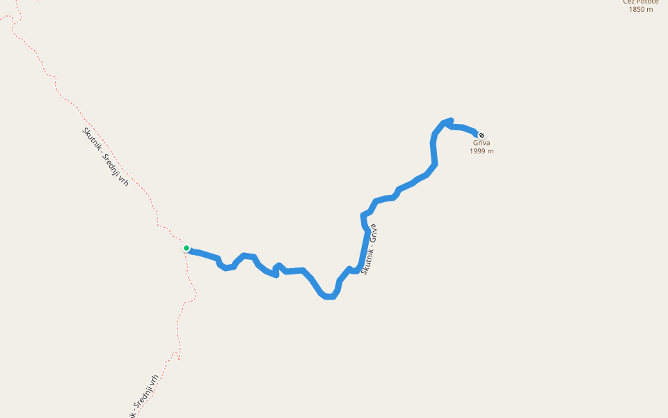 Skutnik - Griva walking route map in Krn