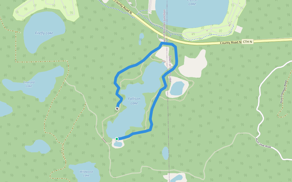 Fallison Lake Trail walking route map in Boulder Junction