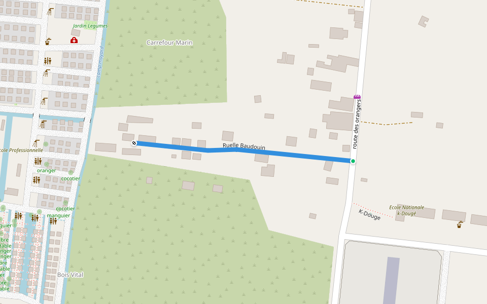 Ruelle Baudouin walking route map in Jacmel