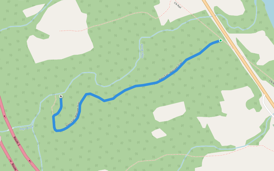 Hays Fall - Maliseet Trail walking route map in Hay Settlement