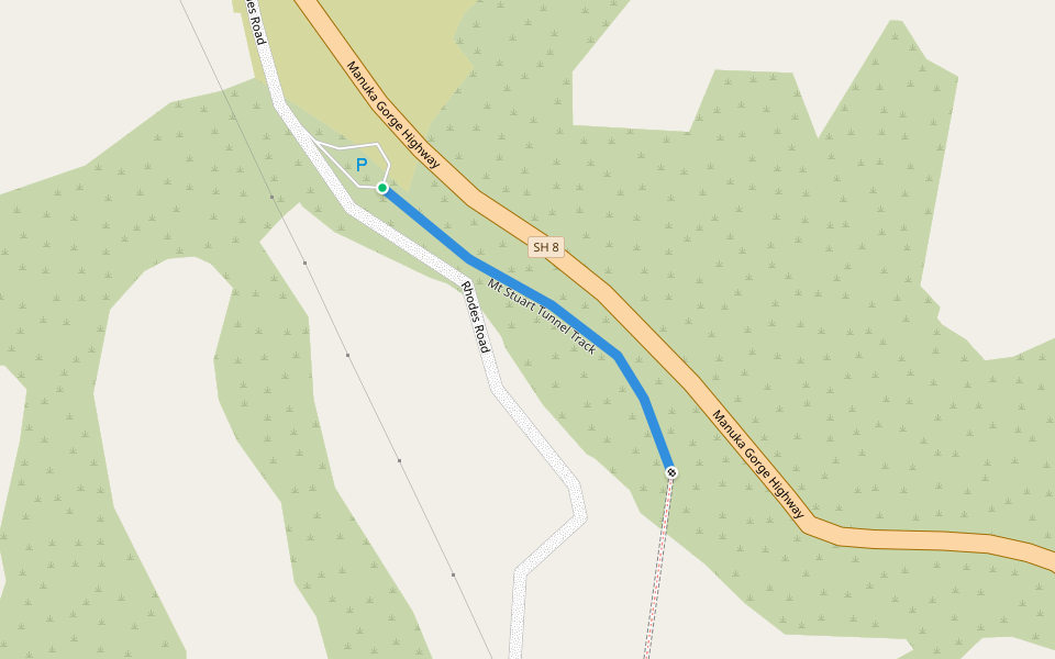 Mt Stuart Tunnel Track walking route map in Hillend
