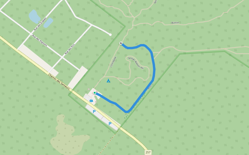 Pins walking route map in Ham-Sud